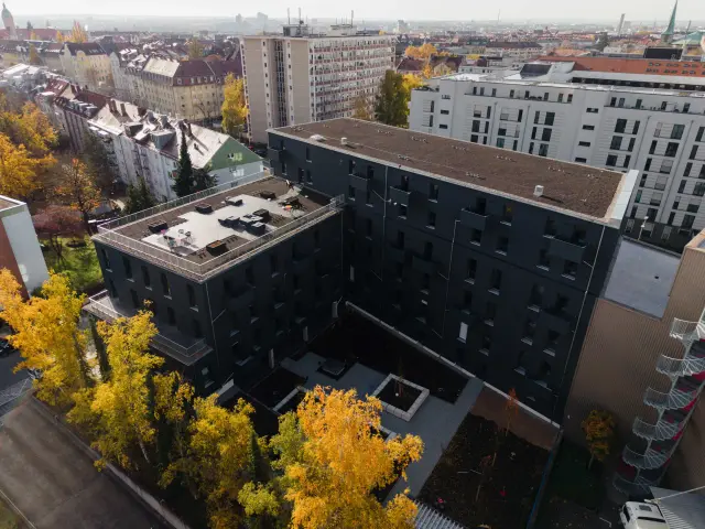 Luftaufnahme der Eighty-Eight Apartments in Nürnberg