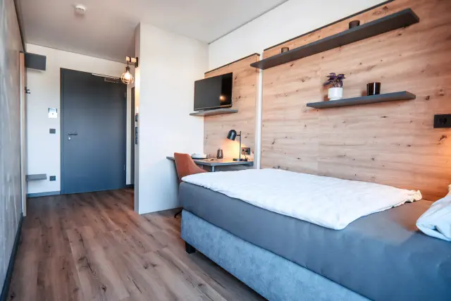 Schlafbereich im Apartment der Eighty-Eight Apartments Nürnberg