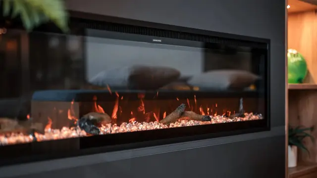Kamin in der Lounge der Eighty-Eight Apartments Nürnberg